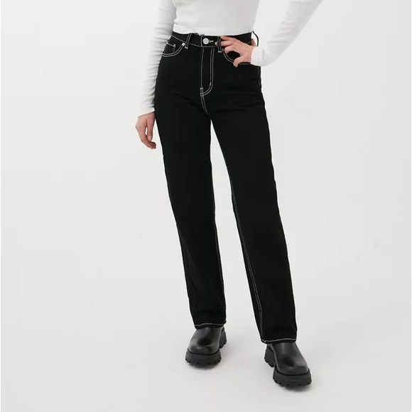 Urban Outfitters High Waisted Black Cowboy Jeans White Contrast Stitch - Picture 1 of 10